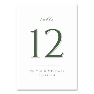 Sage Green Modern Classy Wedding table number