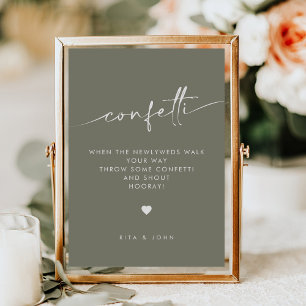 Sage Green Modern Confetti Send Off Wedding Sign