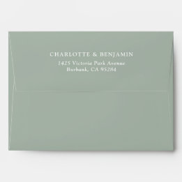 Sage Green Modern Custom Wedding 5.25x7.25 Envelope
