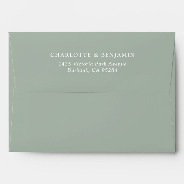 Sage Green Modern Custom Wedding 5.25x7.25 Envelope (Back (Top Flap))