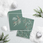 Sage green modern elegant watercolor botanical holiday card<br><div class="desc">Sage green modern elegant rustic watercolor dried botanical floral muted colours holiday Christmas card.</div>