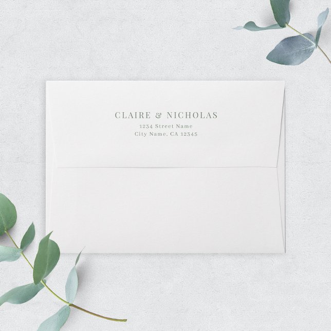 Sage Green Modern Elegant Wedding Address Envelope (Creator Uploaded)