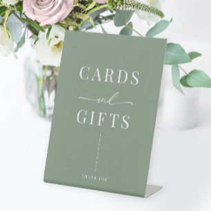 Sage Green Modern Elegant Wedding Cards & Gifts Pedestal Sign