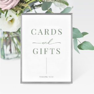 Sage Green Modern Elegant Wedding Cards Gifts Sign
