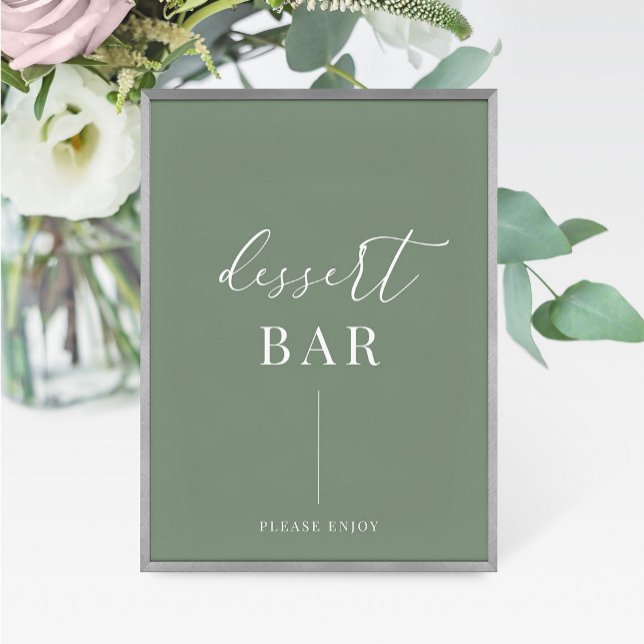 Sage Green Modern Elegant Wedding Dessert Bar Sign (Creator Uploaded)