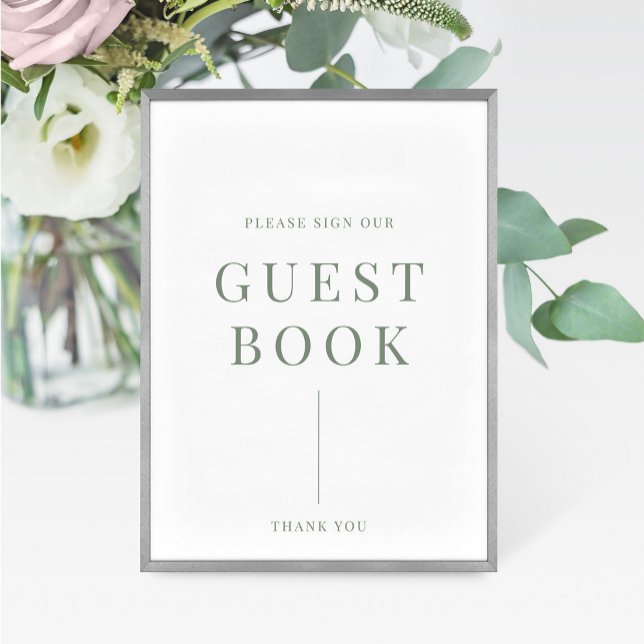 Sage Green Modern Elegant Wedding Guestbook Sign (Creator Uploaded)