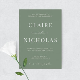 Sage Green Modern Elegant Wedding Invitation