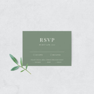 Sage Green Modern Elegant Wedding RSVP Card