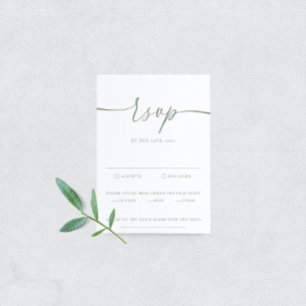 Sage Green Modern Elegant Wedding RSVP Card