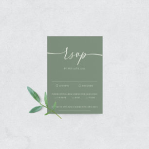 Sage Green Modern Elegant Wedding RSVP Card