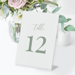 Sage Green Modern Elegant Wedding Table Number Pedestal Sign
