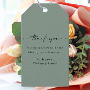 Sage Green Modern Elegant Wedding Thank You Gift Tags