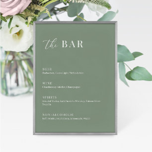 Sage Green Modern Elegant Wedding The Bar Menu