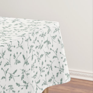 Sage Green Modern Farmhouse Daisy Buds Pattern Tablecloth