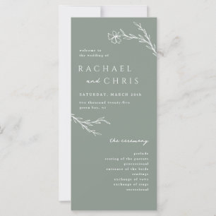 Sage Green Modern Floral Botanical Wedding Program