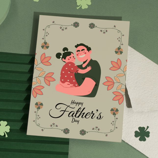 Sage Green Modern Floral Happy Dad - Father's Day Card (Creator Uploaded)