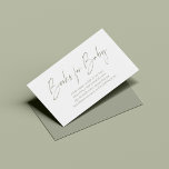 Sage Green Modern Handwritten Books for Baby Enclosure Card<br><div class="desc">Sage Green Modern Handwritten Books For Baby Enclosure Cards featuring our chic handwritten typography and your custom details. Perfect for your modern, boho, rustic, or chic affair. A great addition to your shower, whether it is for a baby girl, a baby boy, or gender neutral. Please contact us at cedarandstring@gmail.com...</div>