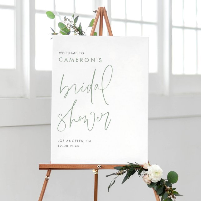 Sage Green Modern Handwritten Script Bridal Shower Poster (Sage Green Modern Handwritten Script Bridal Shower Poster)