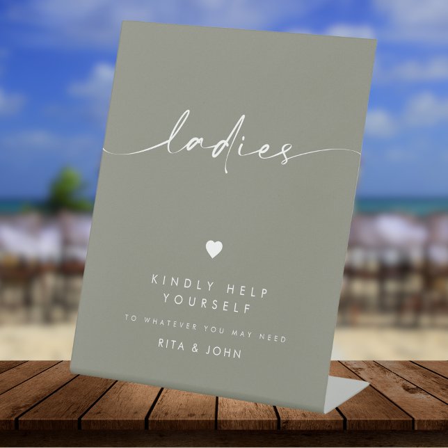 Sage Green Modern Ladies Bathroom Wedding Sign (Creator Uploaded)