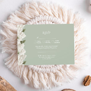 Sage Green Modern Luxury Elegant Floral Wedding RSVP Card