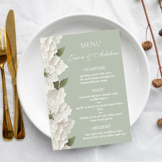 Sage Green Modern Luxury Elegant Wedding Menu