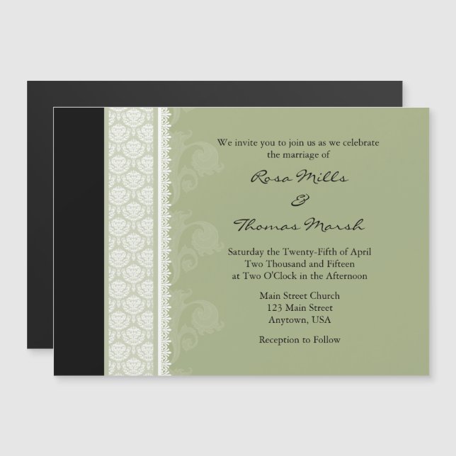 Sage Green Modern Magnetic Wedding Invitation (Front/Back)