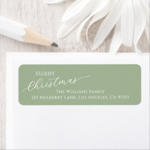 Sage Green Modern Merry Christmas Return Address