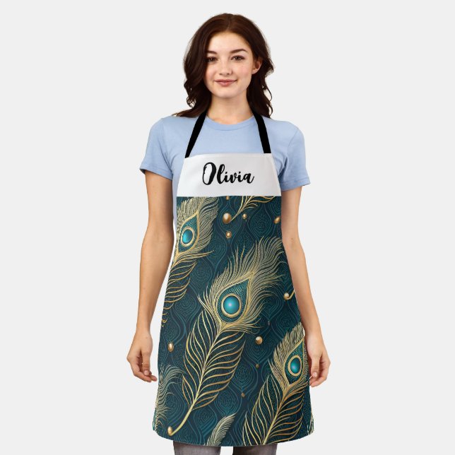 Sage green modern minimal elegant personalised apron (Worn)