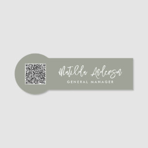 Sage green modern minimal elegant script  name tag
