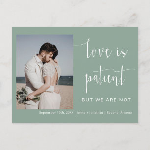 Sage Green Modern Minimal Script Photo Elopement Postcard