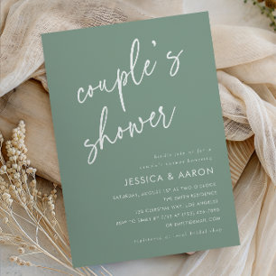 Sage Green Modern Minimalist Couple's Shower Invitation