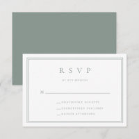 Sage Green Modern Minimalist II Wedding RSVP Card