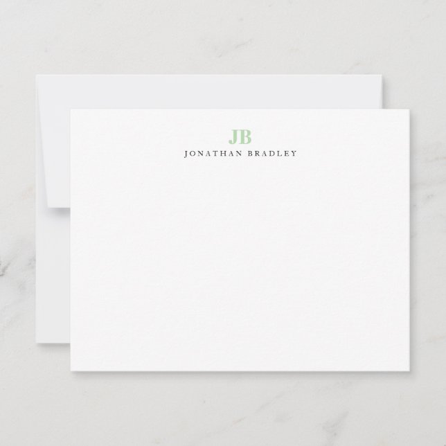 Sage Green Modern Minimalist Monogram Professional Card (Front)