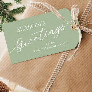 Sage Green Modern Minimalist Season’s Greetings Gift Tags