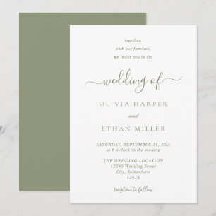 Sage Green Modern Minimalist Simple Wedding Invitation