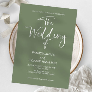 Sage Green Modern Minimalist Wedding Invitation