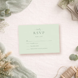 Sage Green Modern Minimalist Wedding RSVP Card