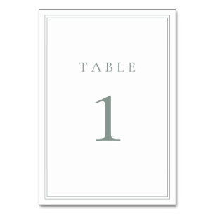 Sage Green Modern Minimalist Wedding Table Number