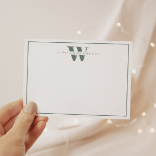 Sage Green Modern Monogram Couple Stationery Card