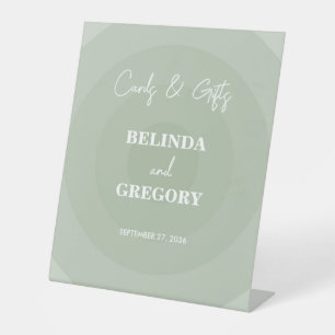 Sage Green Modern Monogram Wedding Cards & Gifts Pedestal Sign