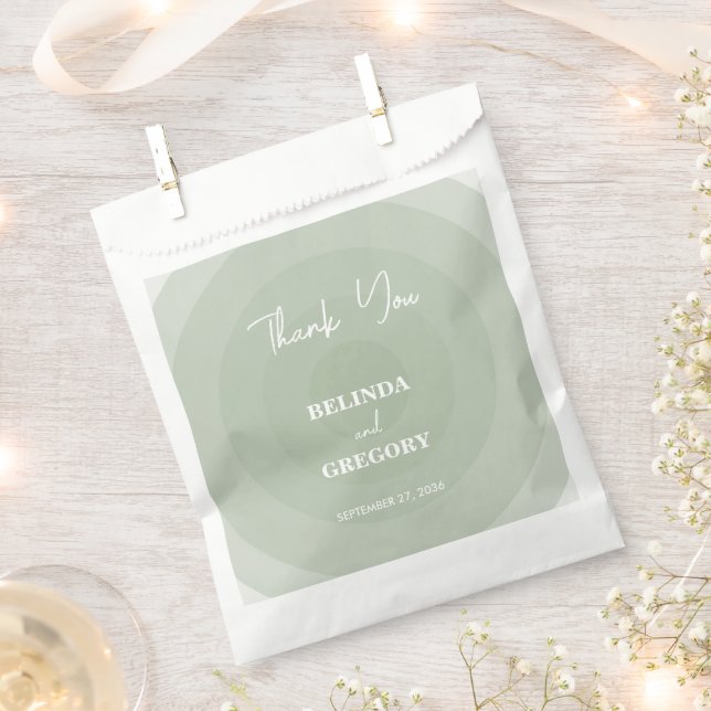 Sage Green Modern Monogram Wedding  Favour Bags (Clipped)