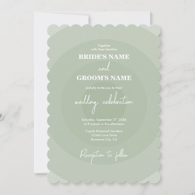 Sage Green Modern Monogram Wedding  Invitation (Front)