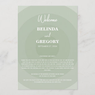 Sage Green Modern Monogram Wedding Itinerary Programme