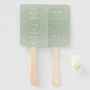 Sage Green Modern Monogram Wedding Program Hand Fan