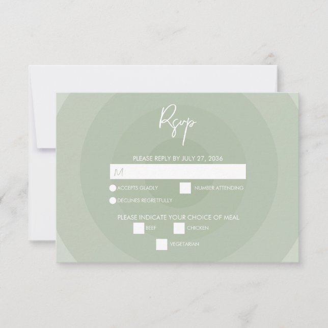 Sage Green Modern Monogram Wedding RSVP  (Front)