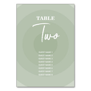 Sage Green Modern Monogram Wedding Table Number