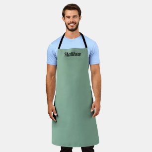 Sage Green Modern Name Simple Stylish Apron