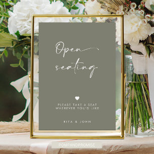 Sage Green Modern Open Seating Wedding Sign