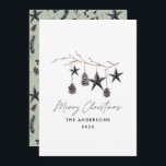 Sage green modern scandi elegant script Christmas Holiday Card<br><div class="desc">Sage green modern elegant rustic watercolor scandal Scandinavian strand  dried botanical floral muted colours holiday Christmas card.</div>