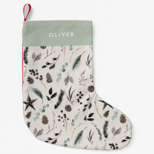 Sage green modern scandi elegant script Christmas Small Christmas Stocking